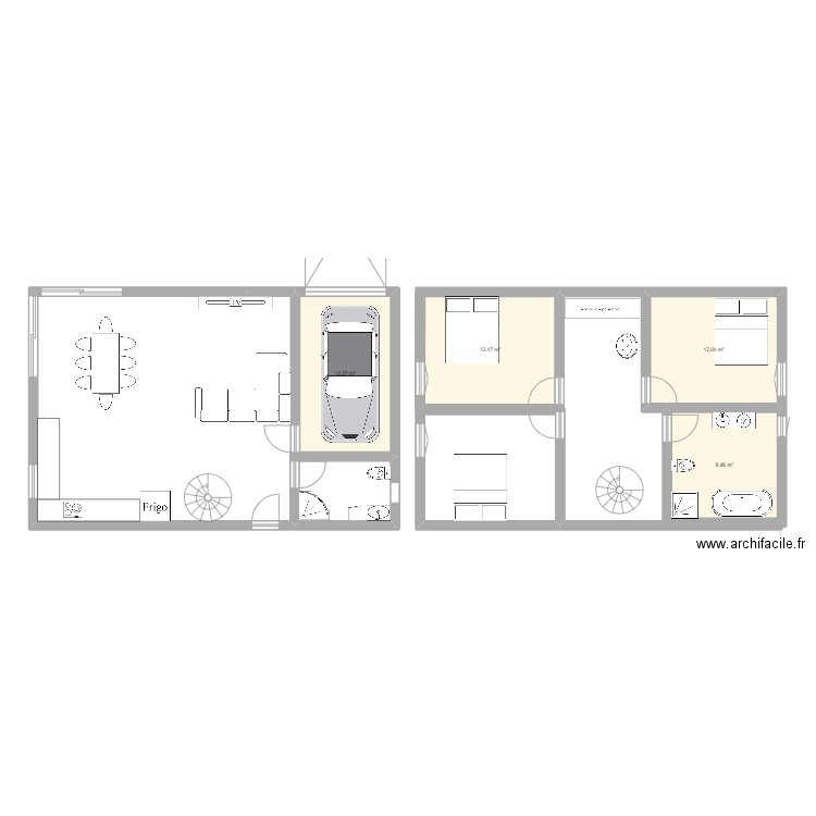 test. Plan de 4 pièces et 47 m2