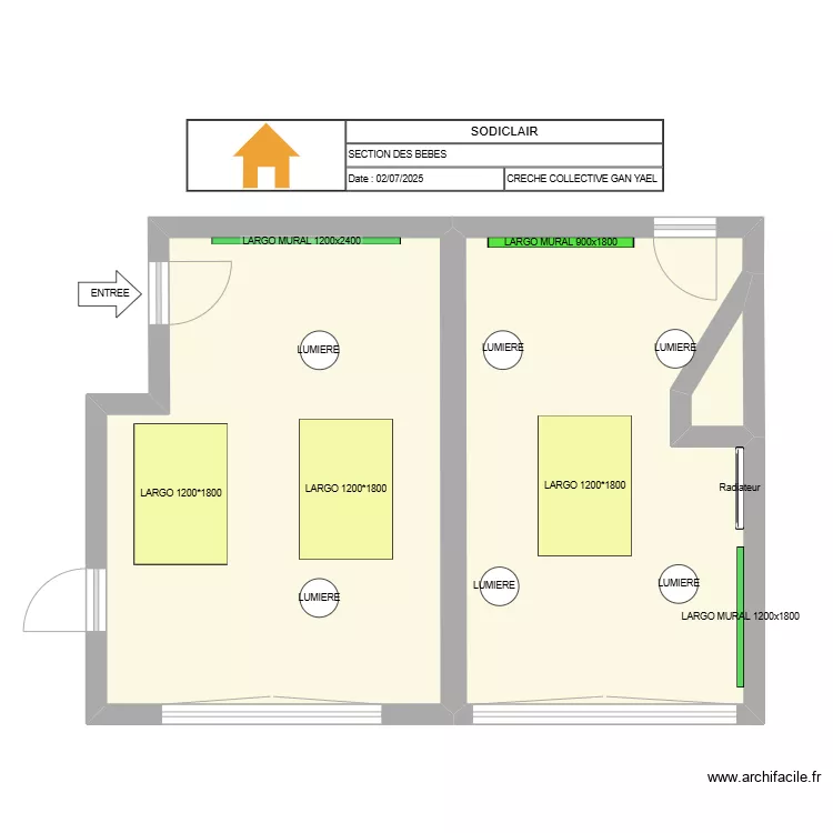 CRECHE COLLECTIVE GAN YAEL SECTION DES BEBES. Plan de 