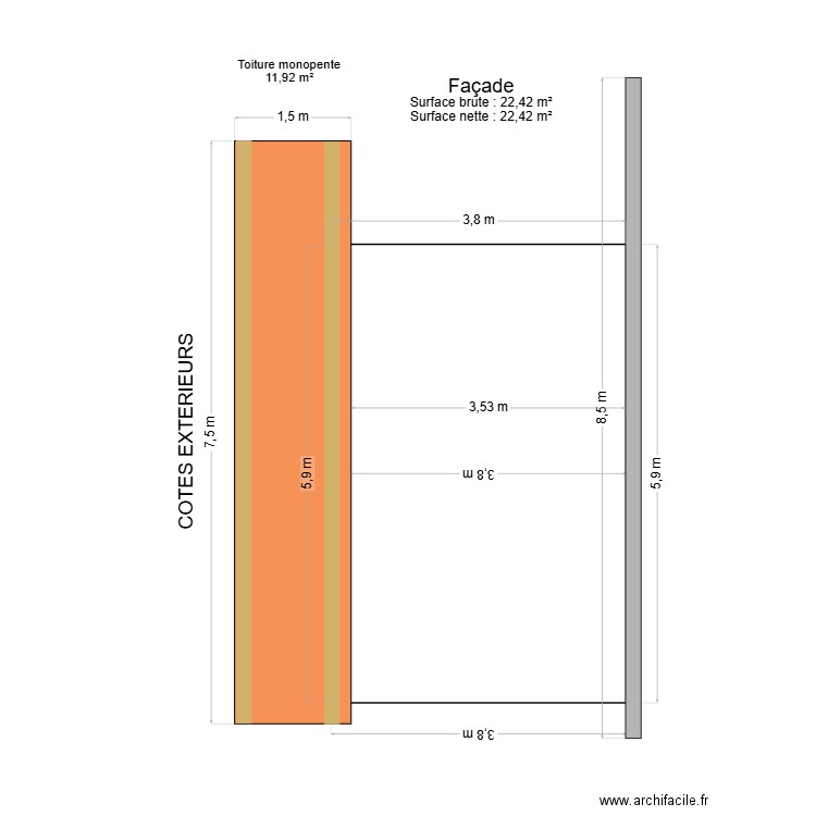 projet bureau face nord + toiture. Plan de 0 pièce et 0 m2