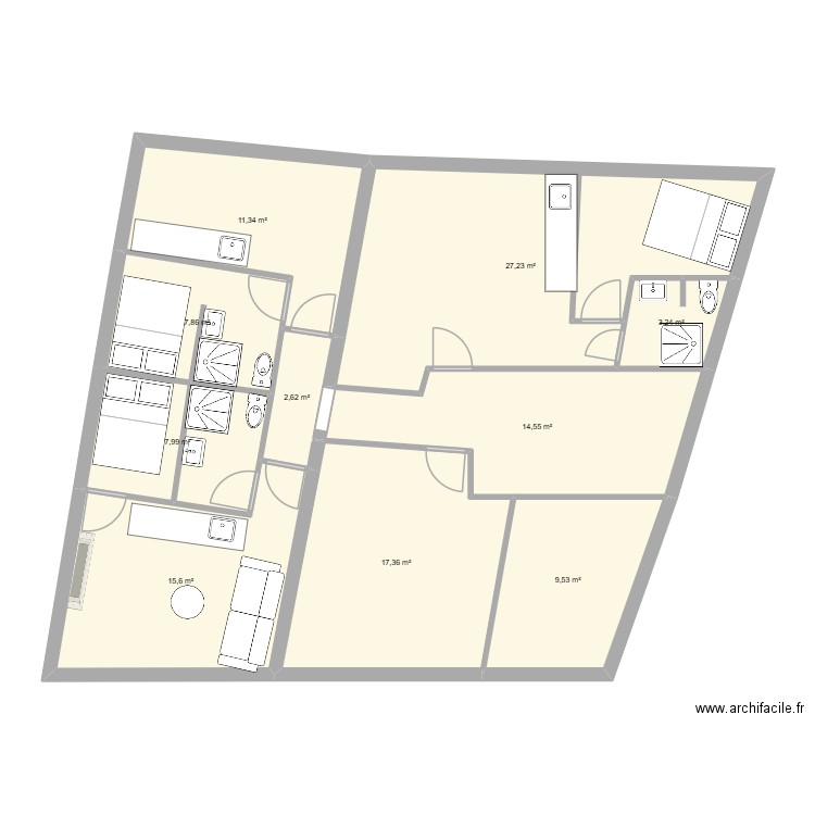 BELLEGARDE. Plan de 10 pièces et 117 m2