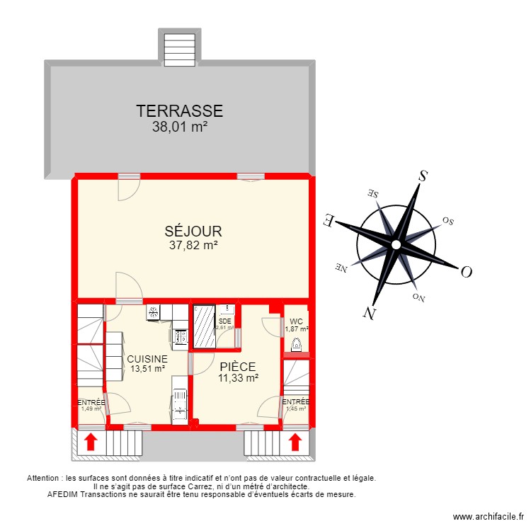 BI 16744. Plan de 69 pièces et 361 m2