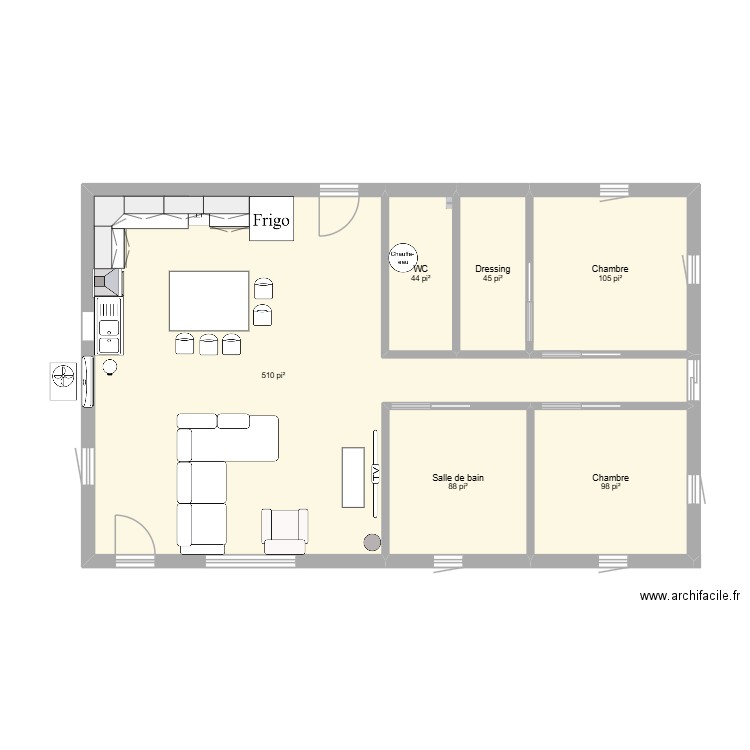 idee en cour. Plan de 6 pièces et 83 m2