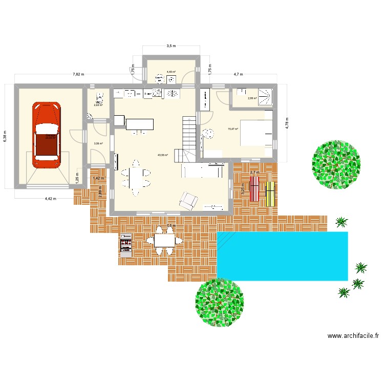 Chalet 001. Plan de 18 pièces et 188 m2