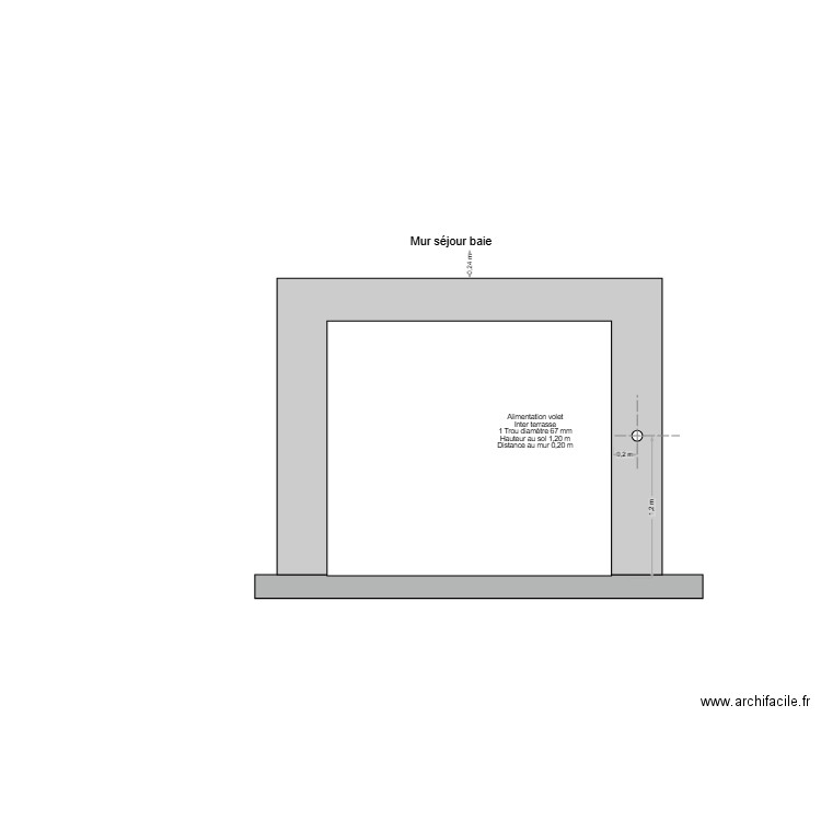 Mur séjour baie. Plan de 0 pièce et 0 m2