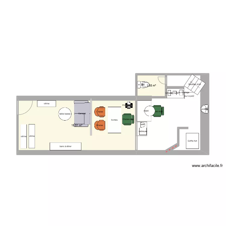 Local 1. Plan de 2 pièces et 20 m²