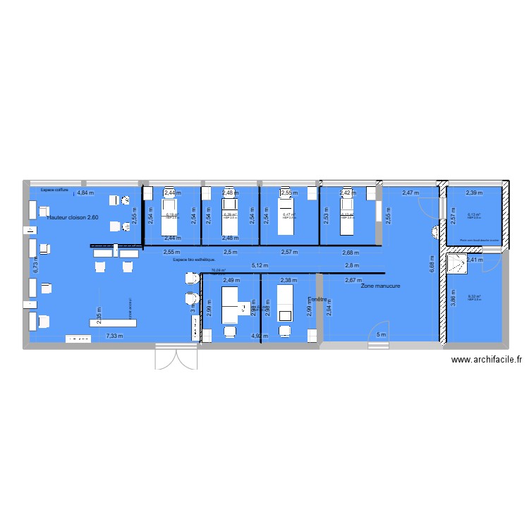Bio Esthétique Pojet modifié version 14. Plan de 8 pièces et 131 m2