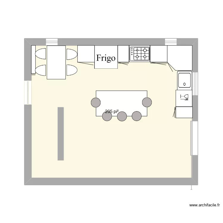cuisine. Plan de 1  et 27 m²