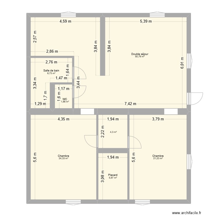 Chamoux apres travaux. Plan de 7 pièces et 115 m2