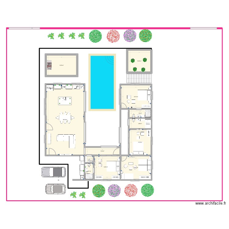 Esquisse 4 chambres WC visiteur Zone Chambre. Plan de 11 pièces et 161 m2