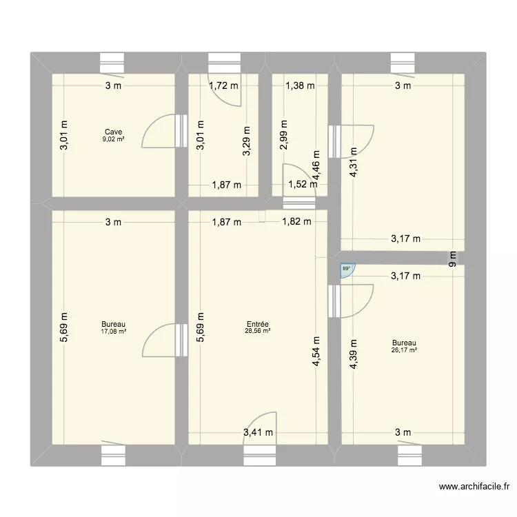 Sous sol. Plan de 4  et 81 m²