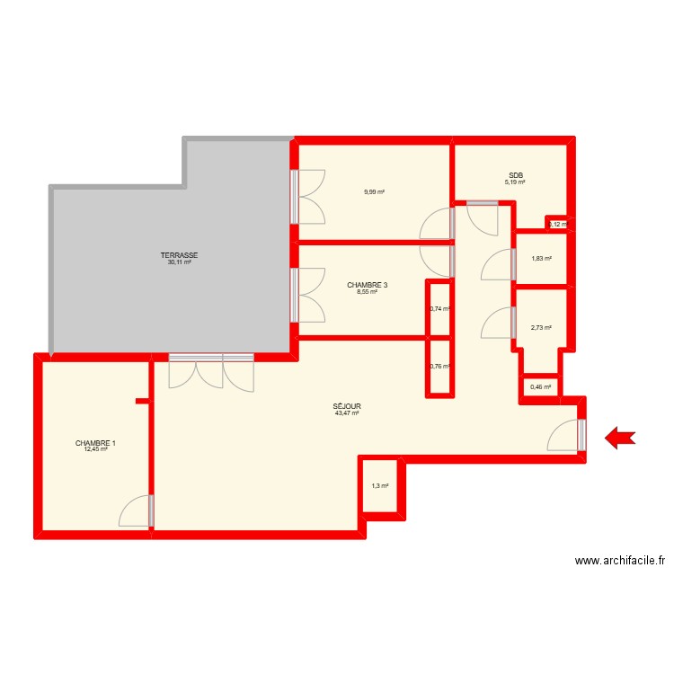 30762. Plan de 13 pièces et 118 m2