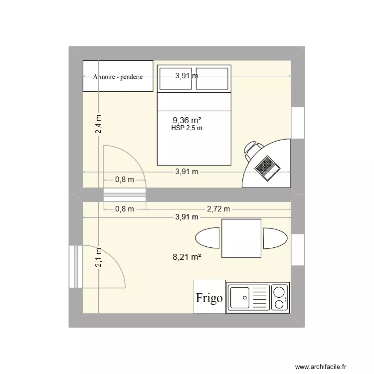 R1 proj. Plan de 2 et 18 m² R1 proj. Plan de 2 et 18 m²