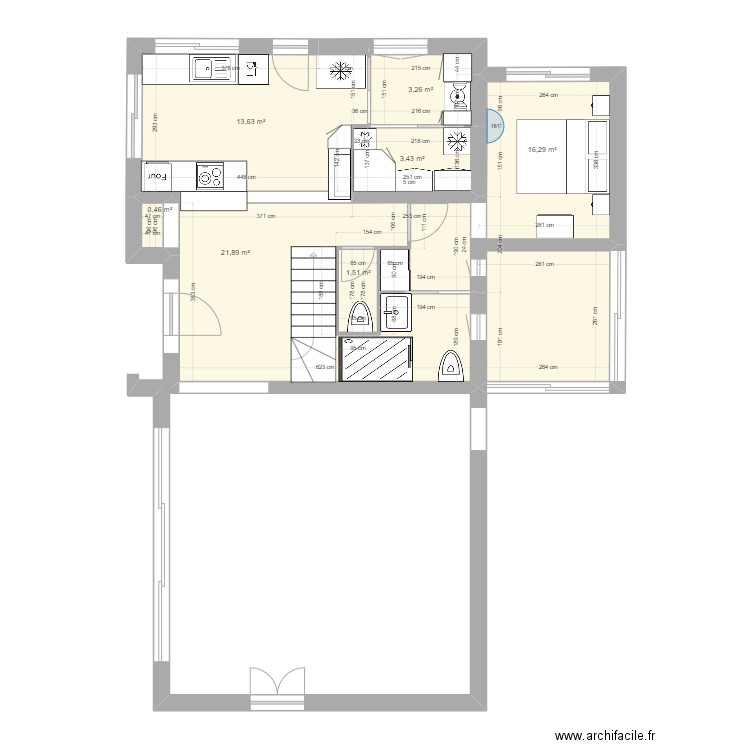 PYLA Rdch modif 2. Plan de 7 pièces et 60 m2