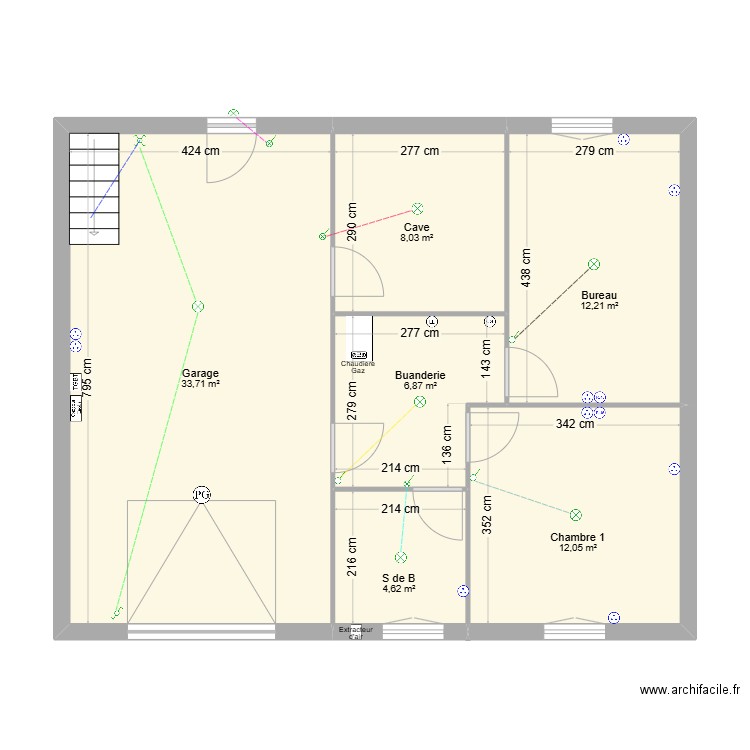 Maison sous sol St Cyr sur Loire. Plan de 6 pièces et 77 m2