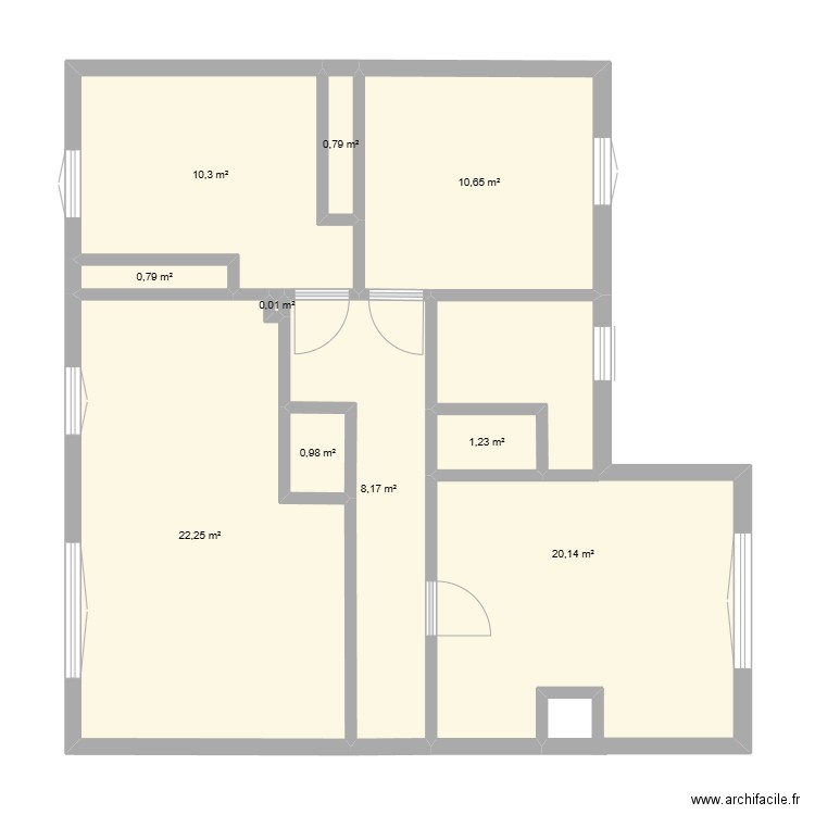 st001. Plan de 10 pièces et 75 m2