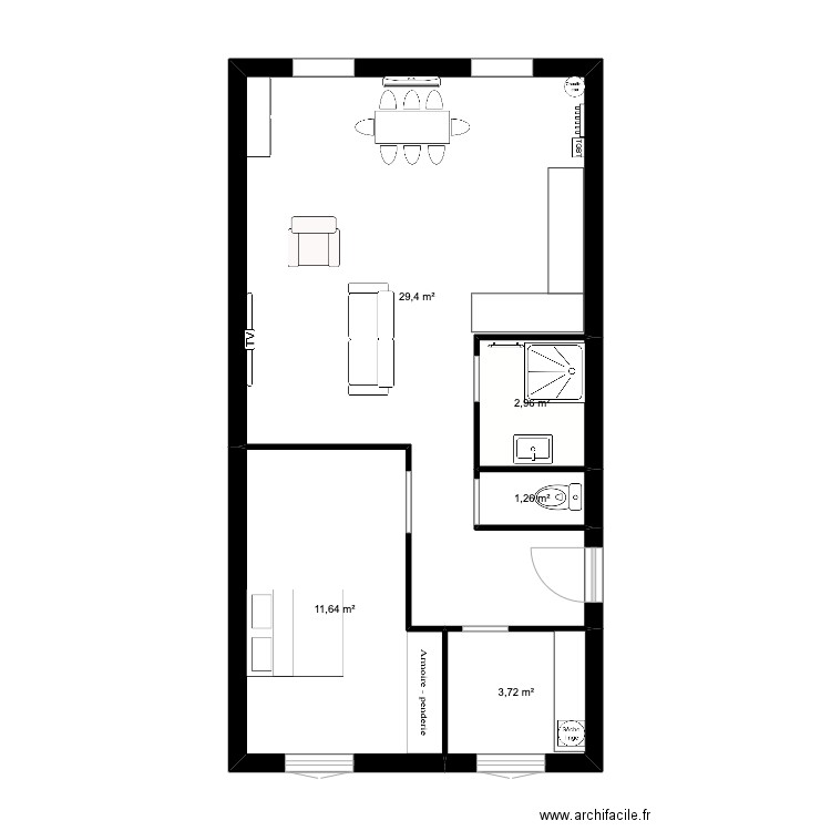 TONNAY CHARENTE. Plan de 5 pièces et 49 m2