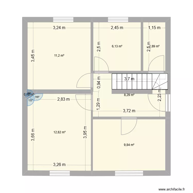 Marcel1 RDC. Plan de 7  et 51 m²