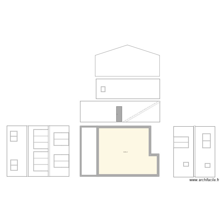 façades seyne . Plan de 1 pièce et 51 m2