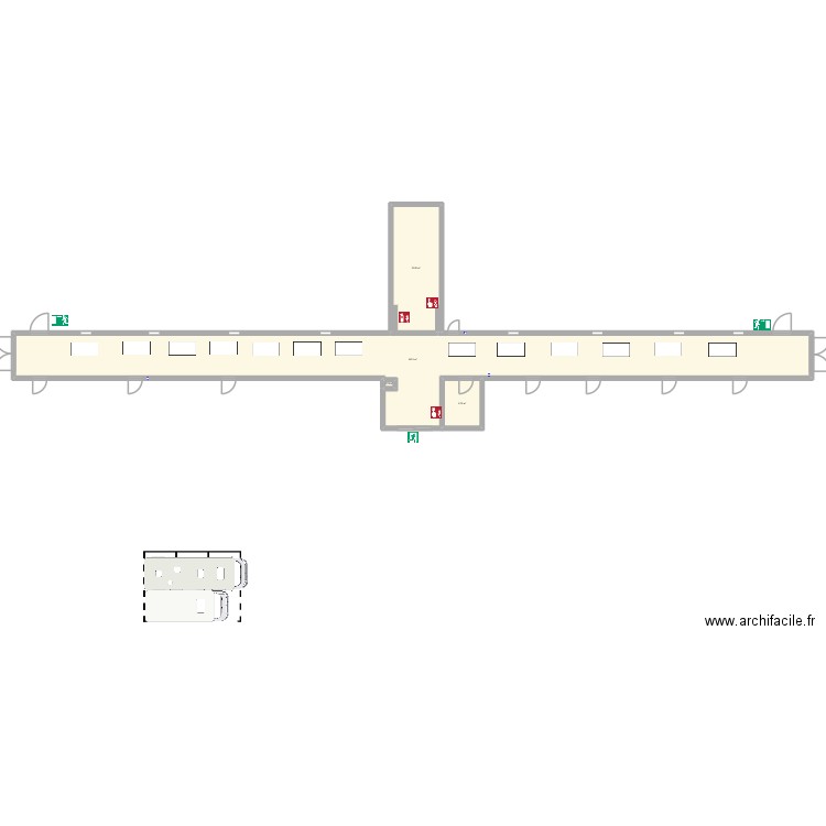 couloir marché de l'artisanat. Plan de 4 pièces et 223 m2