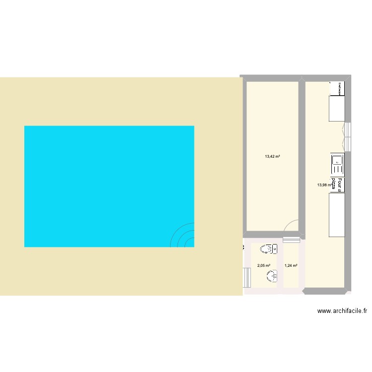 piscine jason. Plan de 4 pièces et 31 m2
