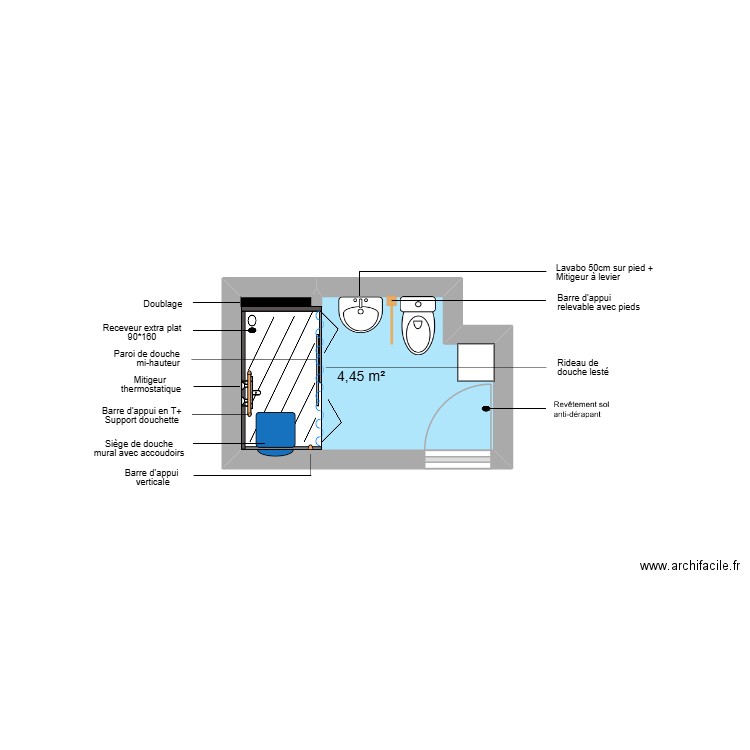 Projet BISCAN. Plan de 1 pièce et 4 m2