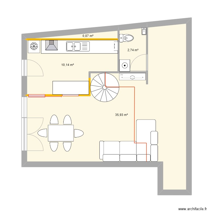 ANDREU rev 2. Plan de 4 pièces et 50 m2