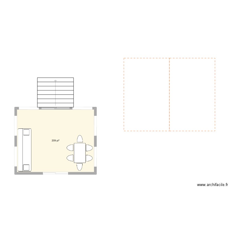 Extension. Plan de 1 pièce et 19 m2