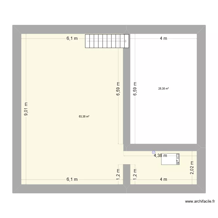 plan G. Plan de 2  et 90 m²