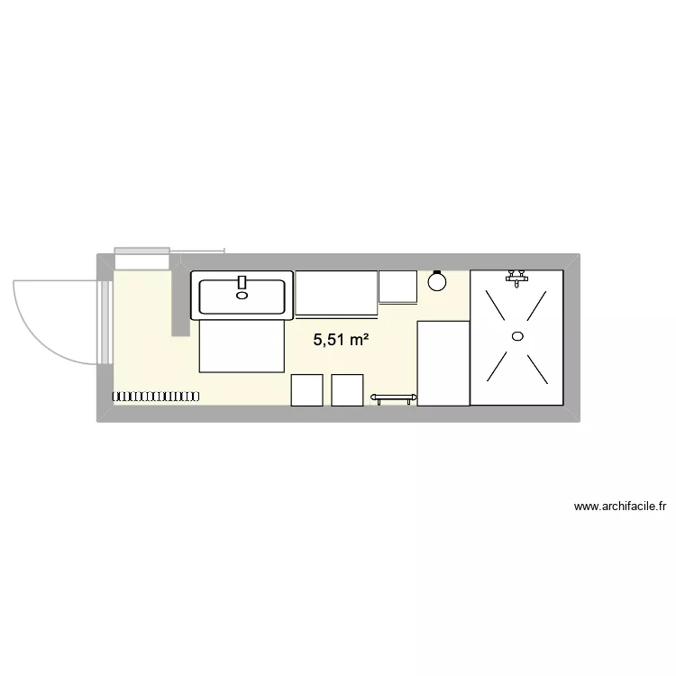 Ma salle de bain. Plan de 1 pièce et 6 m²
