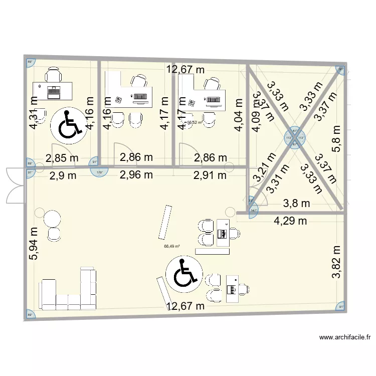 MSA. Plan de 2  et 123 m²