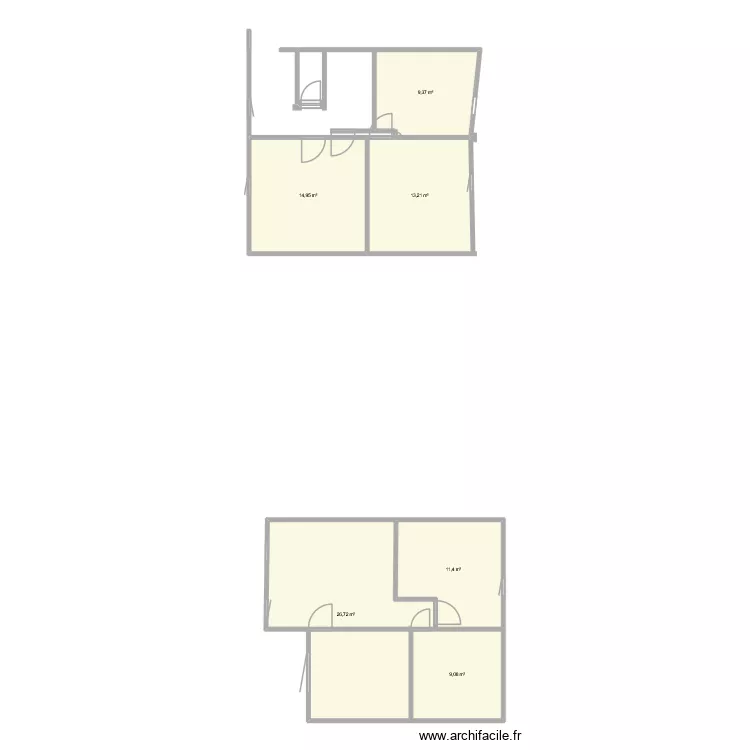 etage. Plan de 6  et 85 m²