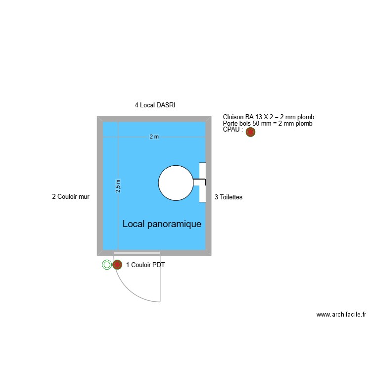 61199 Local panoramique. Plan de 1 pièce et 5 m2