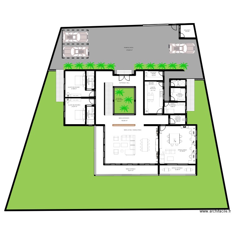 KACYIRU RP2. Plan de 57 pièces et 3438 m2