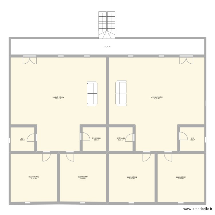 R+1 Test 2. Plan de 11 pièces et 318 m2