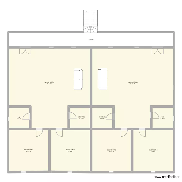 R+1 Test 2. Plan de 11  et 318 m²