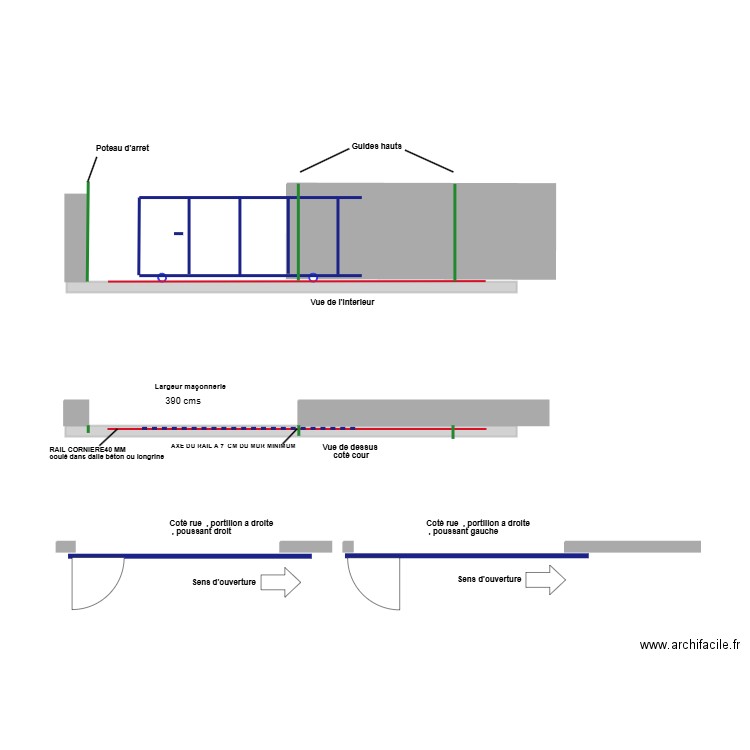 plan pose rail maçonneries 3m90. Plan de 0 pièce et 0 m2