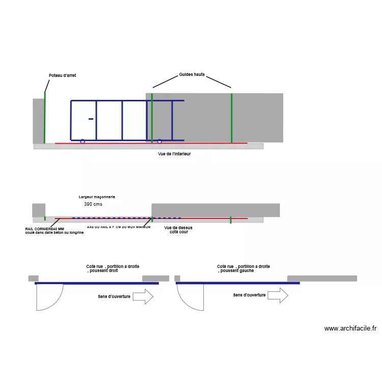 plan pose rail maçonneries 3m90. Plan de plan pose rail maçonneries 3m90. Plan de