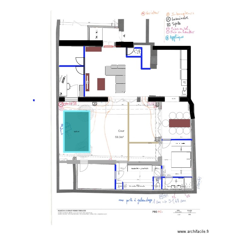 Plan RDC Maison Caluire. Plan de 1 pièce et 10 m2