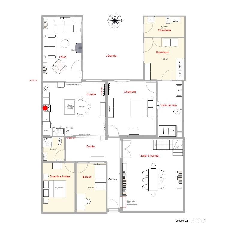 Plan réalisations. Plan de 5 pièces et 41 m2