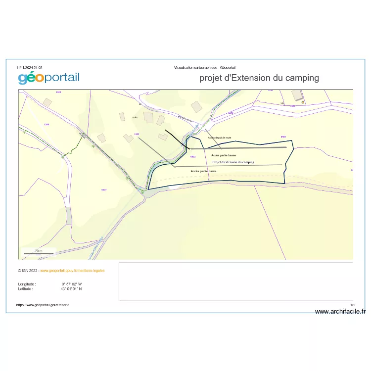 extension du camping. Plan de 