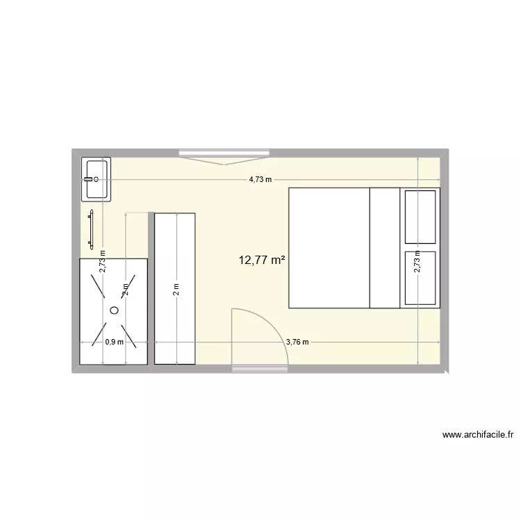 chambre elodie. Plan de 1  et 13 m²