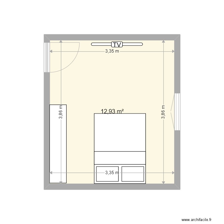 CHAMBRE 4 ANNIE. Plan de 1 pièce et 13 m2