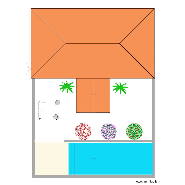 1cuisine + salon + extérieur . Plan de 0 pièce et 0 m2