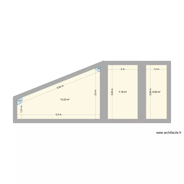 SURFACE MUR. Plan de 