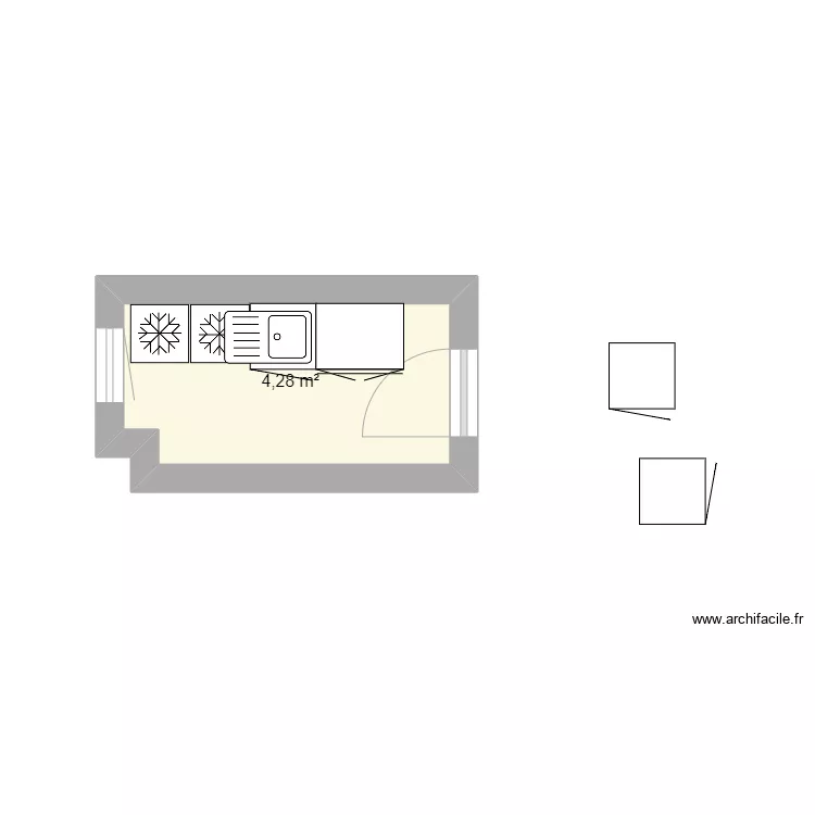 cuisine salle de pause. Plan de 
