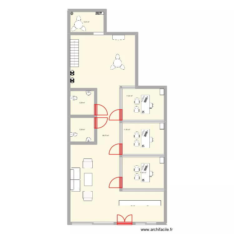 local nancy en bas. Plan de 7  et 142 m²