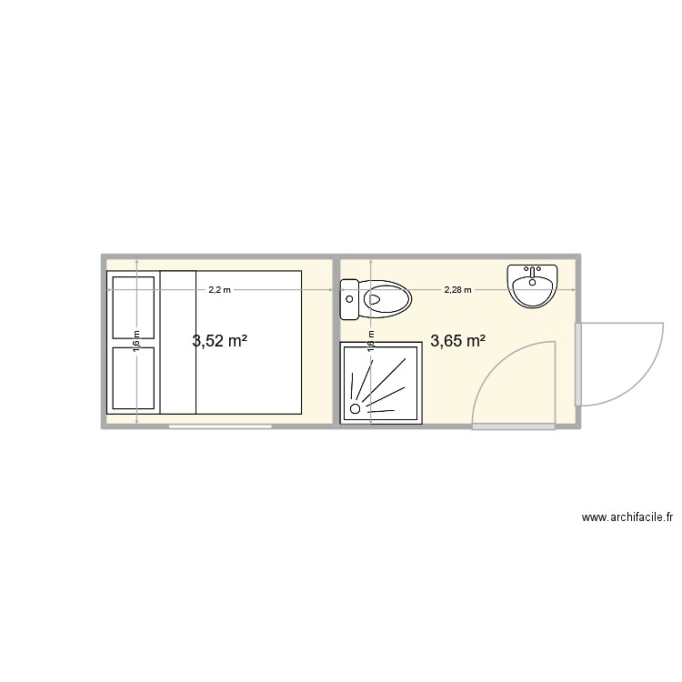 ext base 1. Plan de 2 pièces et 7 m2
