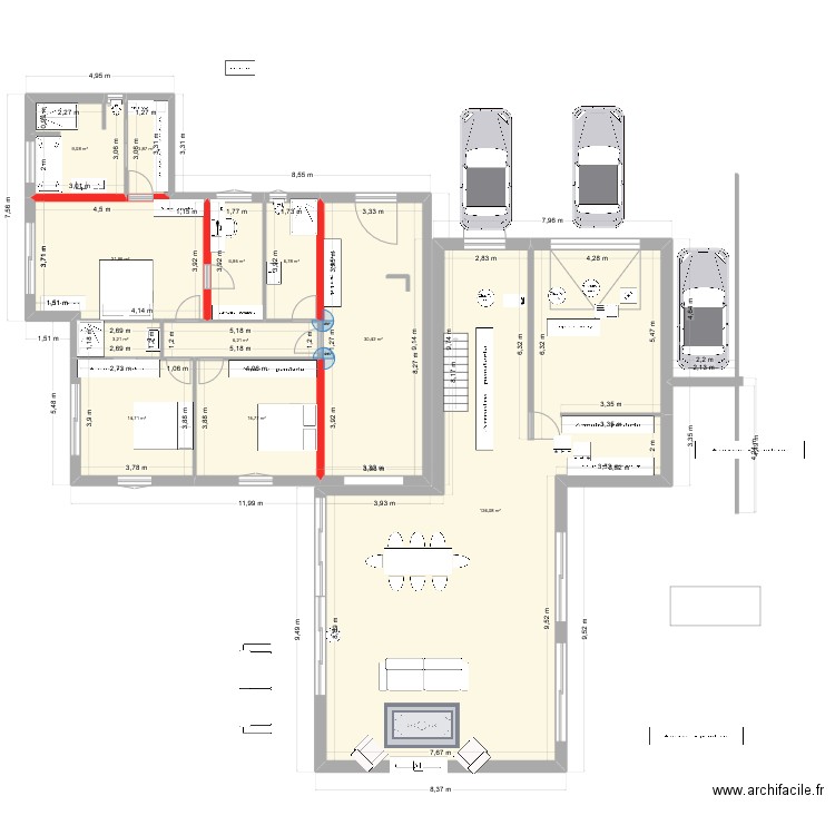 Prejet Resty extension 2. Plan de 12 pièces et 300 m2