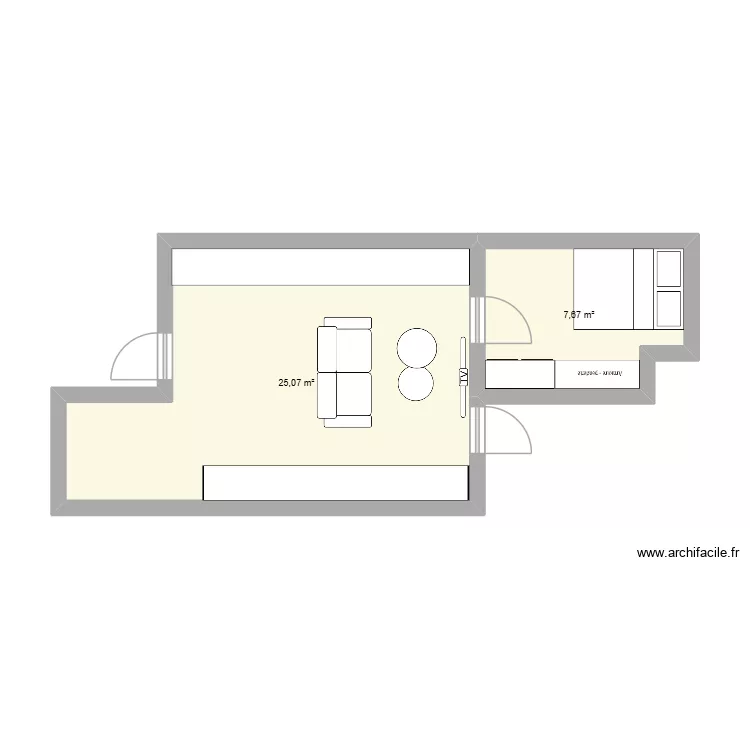 bsmt. Plan de 2  et 33 m²