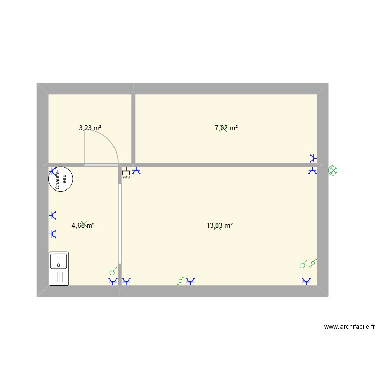 maison eval. Plan de 4 pièces et 28 m2